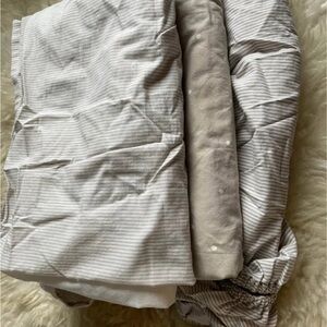 Crib bedding bundle, duvet insert, pillow, and linens